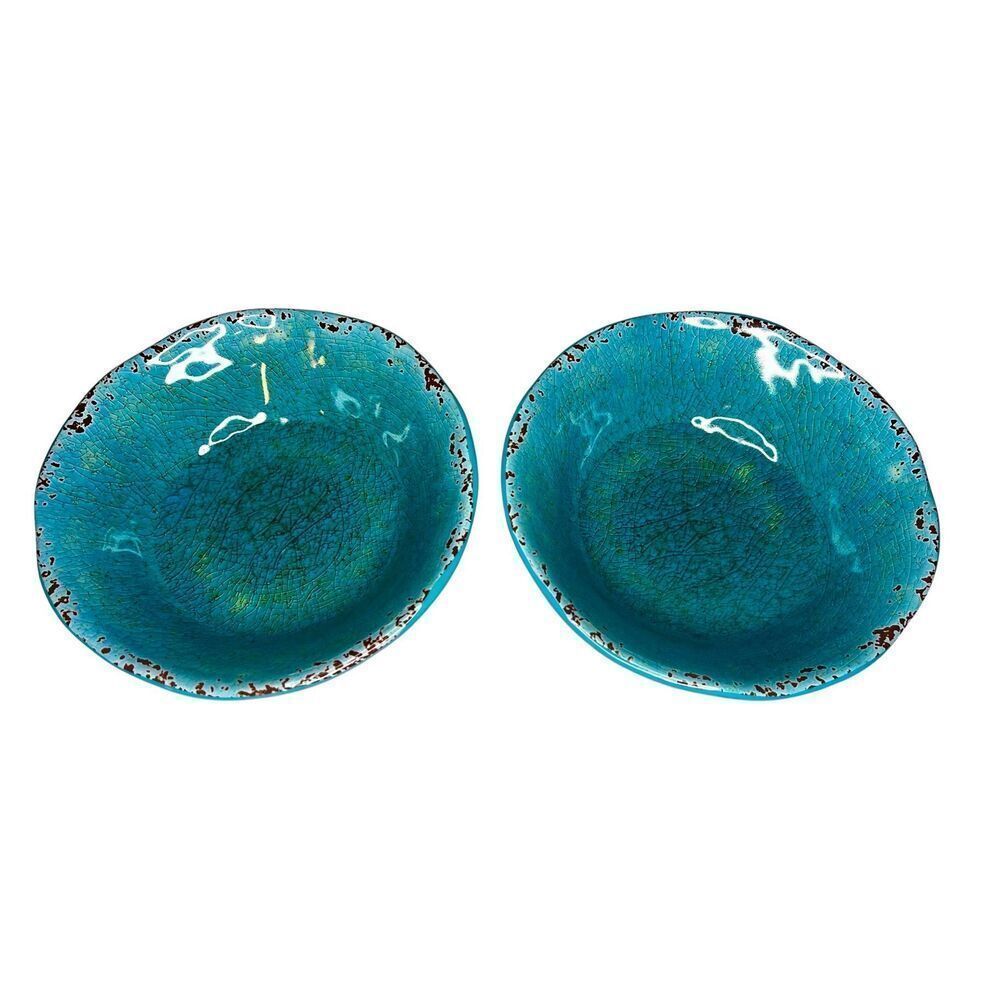 Set of 2 Pier 1 Imports Carmelo Collection Turquoise Melamine Bowls NWT NOS